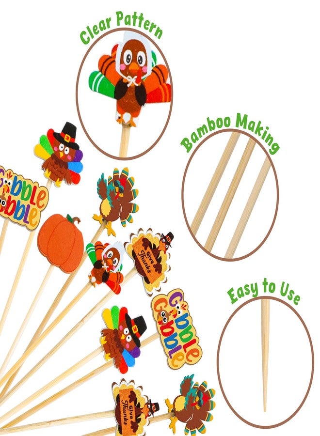WorldBazaar Turkey Thanksgiving Cocktail Picks 120PCS Fall Toothpicks Food Appetizer Sticks Fruit Fall Harvest Decorations Party Supplies - Image 5
